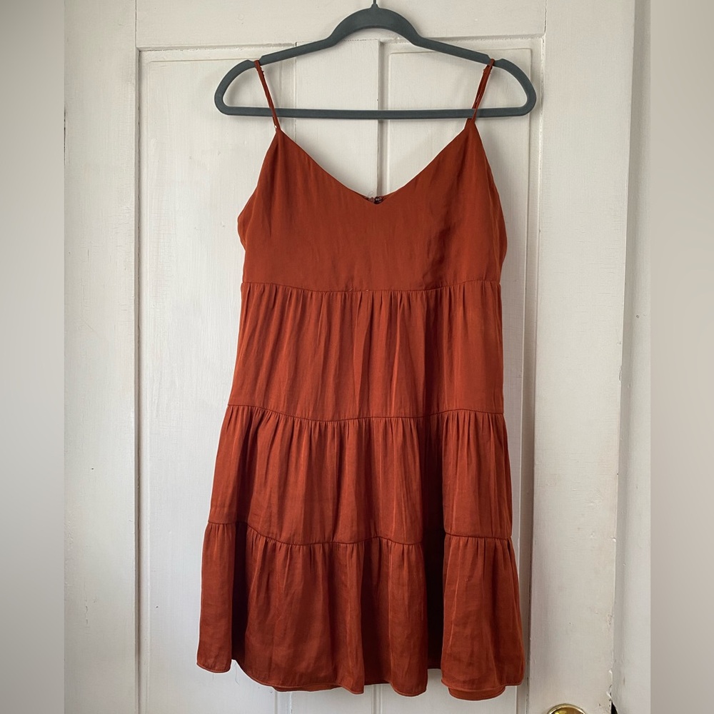 Elegant Rust/ Burnt Orange Tiered Minidress